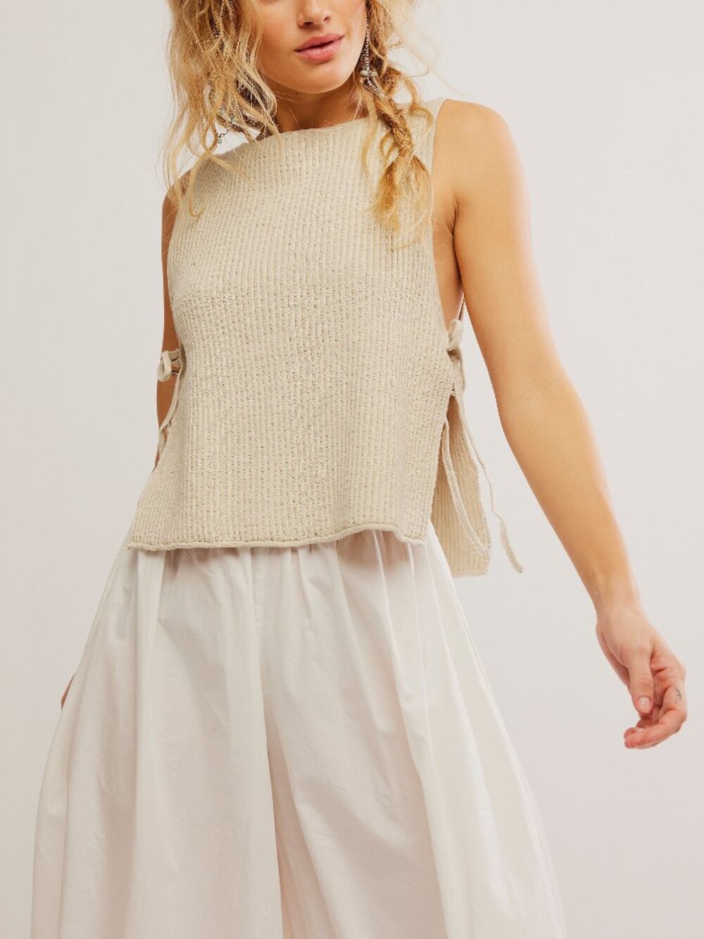 🆕 FREE PEOPLE Lizzie Sweater Top / Summer Sand